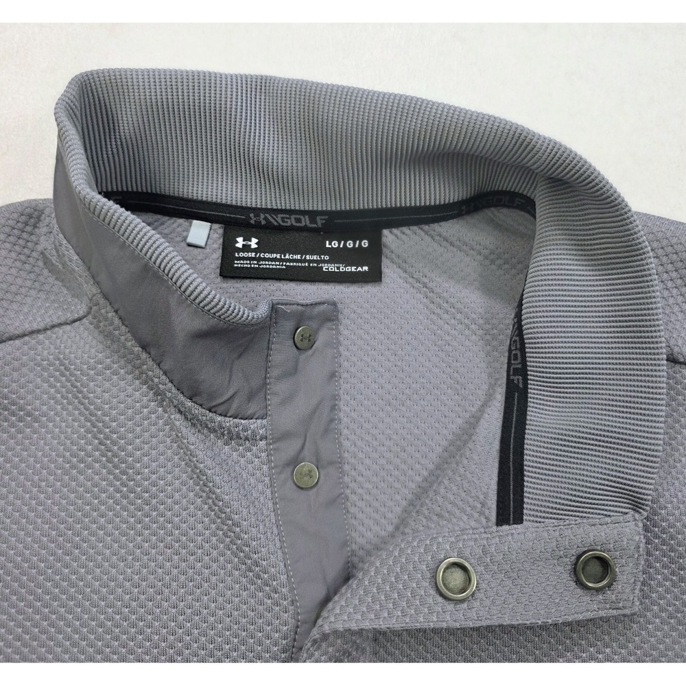 Actual Under Armour Golf 1/4‎ Snap Sweater Men L Gray Pullover Fleece ColdGear